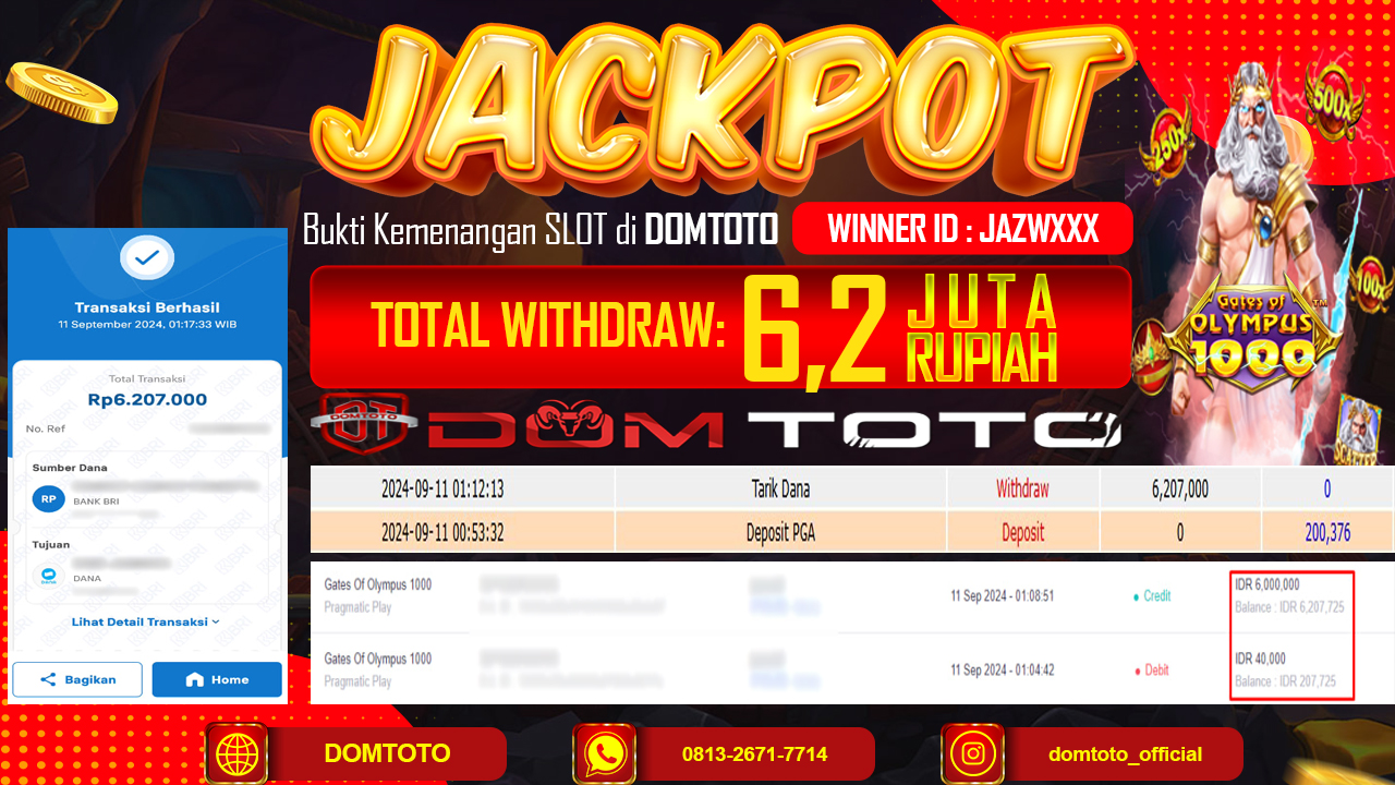 JACKPOT SLOT GATE OF OLYMPUS 1000 10 SEPTEMBER 2024